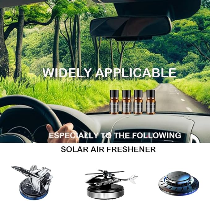 Helicopter Solar Car Air Freshener Refill Set Solar Essential Oil Refill Perfume Oil for Car Air Fresheners(4 Packs)