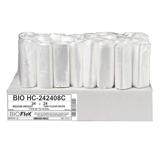 Aluf Plastics High Density Trash Bags 10 Gallon 1000 Count With BioFlex Technology 8 Micron (eq) 24 x 24 Clear for Bathroom Office Industrial Commercial