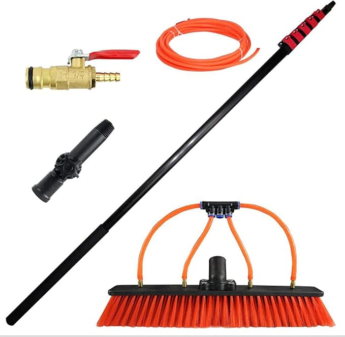 Water Fed Telescopic Brush Window and Solar Cleaning Brush Telescopic Rod Cleaning Brush Cleaning Tool for Window Glass Water Fed Pole Kit for Photovoltaic Panel Cleaning