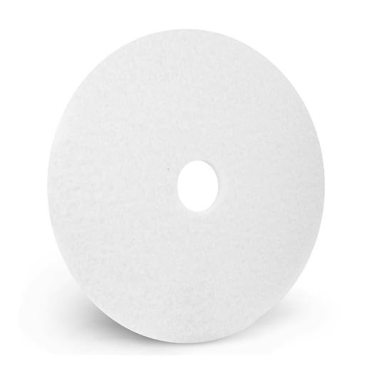 Americo White Super Polish Floor Pad 9.5 Diameter 3.25 Center Hole 5 Pads/Case Machine Floor Pads for Polishing Dry Floors Made of 100% Recycled Content USA Made