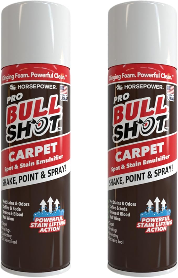 Horsepower Bull Shot Carpet Spot &amp Stain Remover by Horsepower AS SEEN ON TV Made In USA Just Point &amp Spray Stain-Lifting Foam-Action Pet Stains &amp Odors Coffee Soda Wine Stains 2
