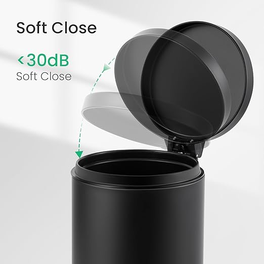 Cesun 1.2 Gallons Small Black Trash Can Bathroom Garbage Can with Lid and Foot Pedal Mini Round Wastebasket for Bathroom Bedroom Office 4.5 Liters / 1.2 Gallons Matte Black