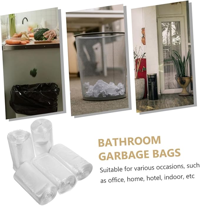 DOITOOL Thickened White Trash Bags 45x50cm 300pcs (30pcs/roll X10) Plastic Garbage Bags for Bathroom and Office Wastebaskets Small Heavy-duty Home Trash Can Liners