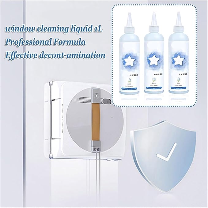 230ml Robotic Window Cleaner Liquid Compatible with ECOVACS Winbot W2 PRO OMNI/W2 OMNI/W2 PRO/W1 PR/W1/W850/960/MINI Multi-Surface Glass Cleaner Solution for Home/Office Windows(3pcs)