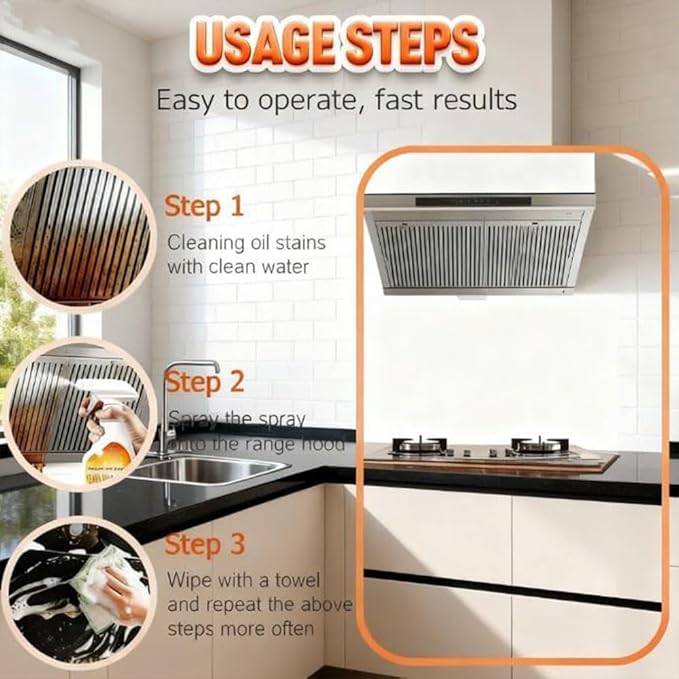 Heavy-Duty Kitchen Degreaser Foam Cleaner 2026 New Heavy Clean Up Kitchen Oil Stains Spray 240ml Multifunctional Powerful Oven Cleaner for Stove Counter Tops Range Hoods (1)