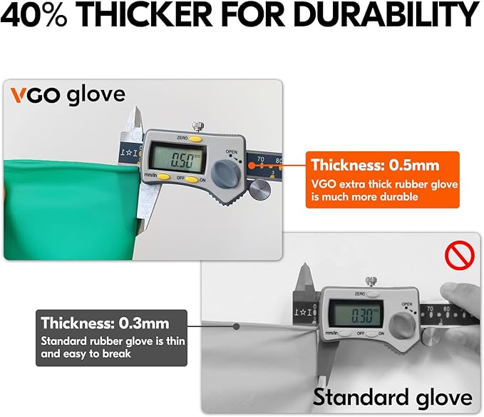 Vgo... 10-Pairs Reusable Household Gloves Rubber Dishwashing gloves Extra Thickness Long Sleeves Kitchen Cleaning Working Painting Gardening Pet Care (Size XL Green HH4601)