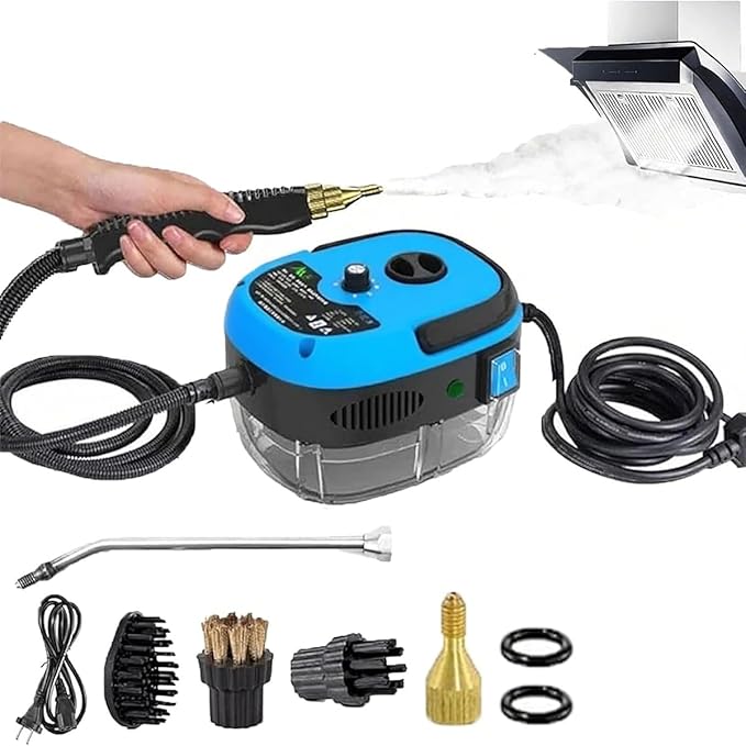 Car Steam Cleaner 2500w High-Temp Portable Machine Shaker Plus Steam Cleaner 2500w Handheld High-Temperature Pressurized SteamCleaner With Gloves for Home Auto Detailing (Blue)