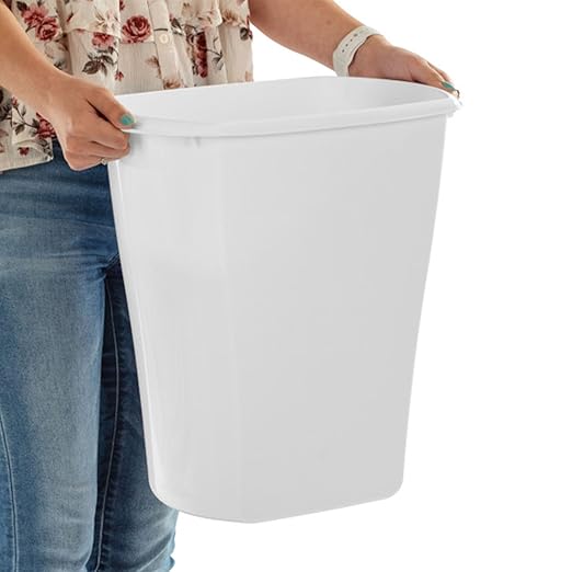 Sterilite 5.5 Gallon Rectangular Wastebasket Open-top Medium Sized Trash Can for the Bathroom Bedroom or Office White 12-Pack