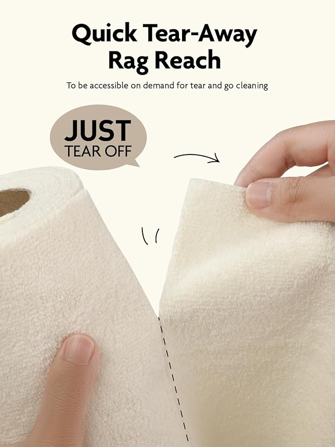 Fantasticlean Microfiber Cleaning Cloth Roll -40 Pack Tear Away Microfiber Towels 12 x 12 Reusable Washable Scratch Free Ultra Absorbent Dishcloth for All-Around Cleaning Supplies (Beige)