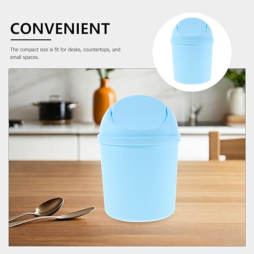 Ciieeo 6pcs Cute Desktop Trash Can - Mini Countertop Garbage Can with Lid - Small Wastebasket - Plastic Storage Bin for Kitchen Home Dressing Office Kids Bedroom