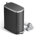 KUK Slim Bathroom Trash Can with Lid Soft Close Step Pedal 2.6 Gal/ 10L Stainless Steel Garbage Can with Removable Inner Bucket Anti-Fingerprint Wastebasket for Office Bedroom Toilet (Black)
