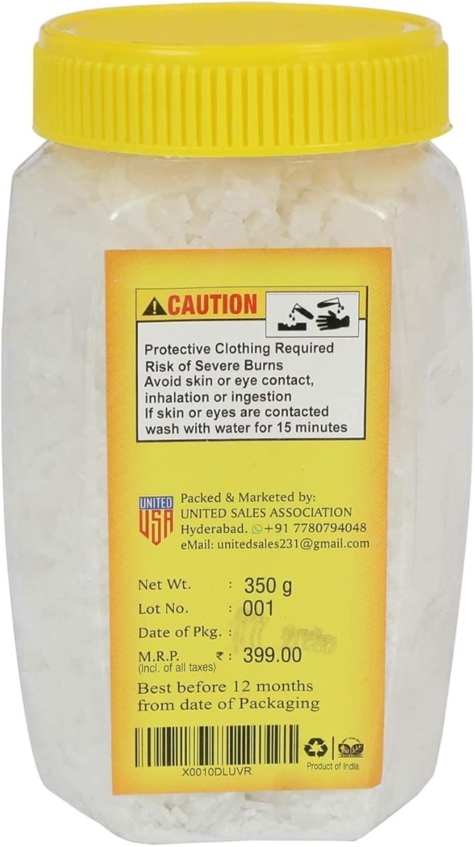Caustic Soda Drainage Block Remover 350g with Gloves | Chimney Drain &amp Sink Cleaner | Fast-Acting Non-Toxic &amp Odorless Drain Cleaner Flakes | Swift Pipe Cleaner