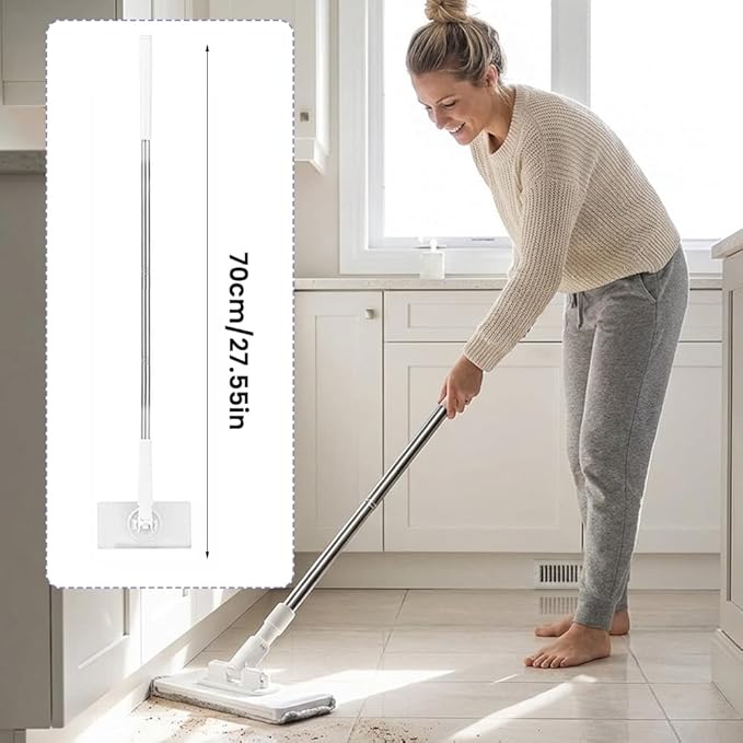 2026 Snap Grip Mini Mop Upgraded with 10 Pads| Zero Touch Hands-Free Cleaning Mop|27.5” &amp 36.5” Adjustable Handle Flat Dust Mop for BathroomCornersWindows|No Wash Wet &amp Dry Use (27.5”Purple