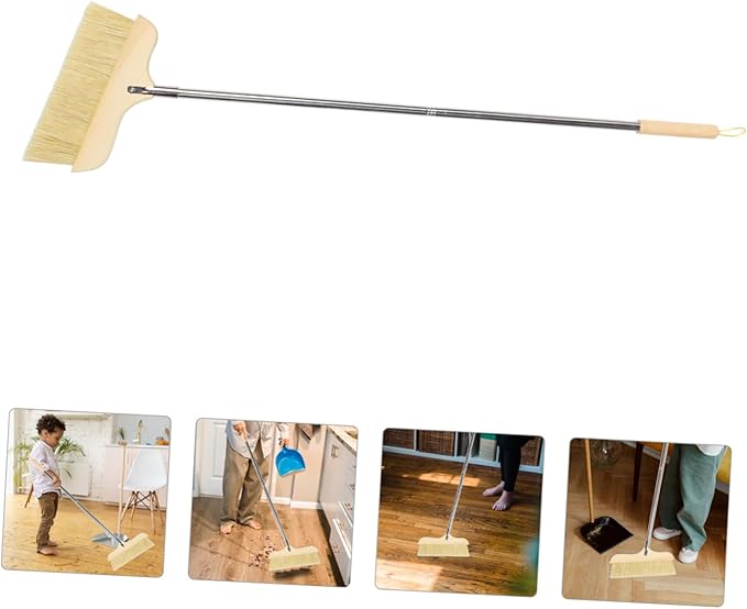 Bristle Broom Handle Soft Bristles for Floor Cleaning for Use Construction for Carpets and Hardwood Floors