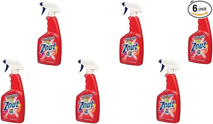 Zout Triple Enzyme Formula Laundry Stain Remover Spray 22 Ounce - Pack of 6