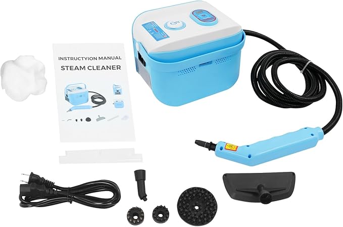 1500W Handheld Steam Cleaner Portable Small Steam Cleaner Multipurpose Power Steamer with Digital Display Screen 4.5 Bar (Blue)