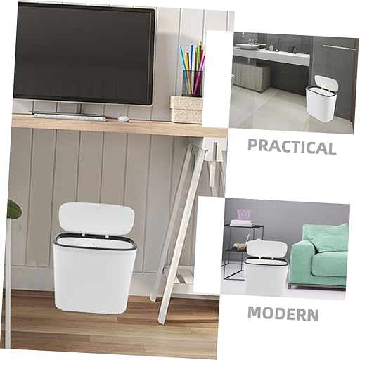 PRETYZOOM Compact Mini Trash Can Lid Automatic -up Design for Bathroom Bedroom Kitchen and Office Reusable Waste Basket for Home Use
