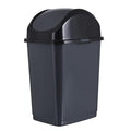 Superio Medium Trash Can with Lid 4.5 Gallon Plastic Swing Top Garbage Can Slim Waste Bin for Under Sink/Cabinet Laundry Room Kitchen Office Bedroom Bathroom College Dorm 18 Qt Grey