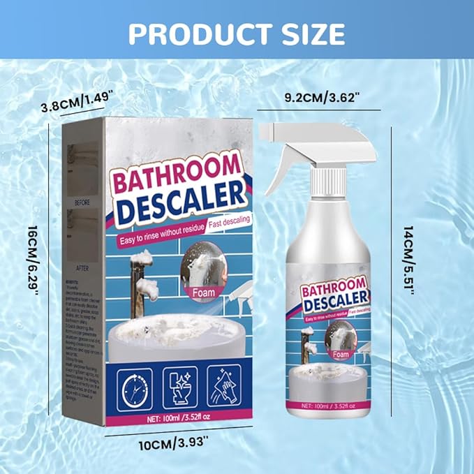 Bathroom Descaler Foam Cleaner 2026 Upgrade Stubborn Stains Cleaner All Purpose Rinse Cleaning Foam Multipurpose Bathrooms Cleaning Foam Spray for Kitchen Bath Shower Glass (1PC)