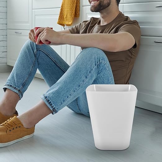 Uonlytech 2pcs Square Trash Can Compact Plastic Wastebasket for Home Office Kitchen and Bathroom Easy Open Design Minimalist Style