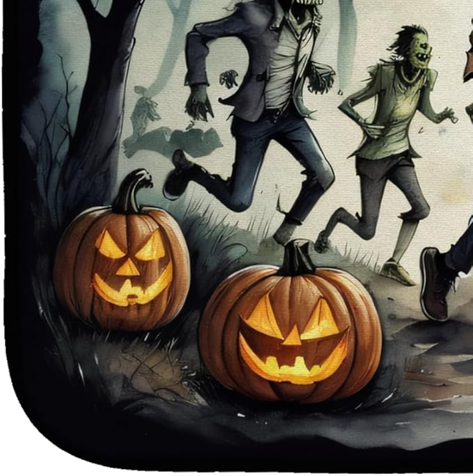 Caroline's Treasures DAC2287DDM Zombies Spooky Halloween Dish Drying Mat Absorbent Dish Drying Mat Pad for Kitchen Counter Dish Drainer Mat for Countertop 14 x 21 Multicolor
