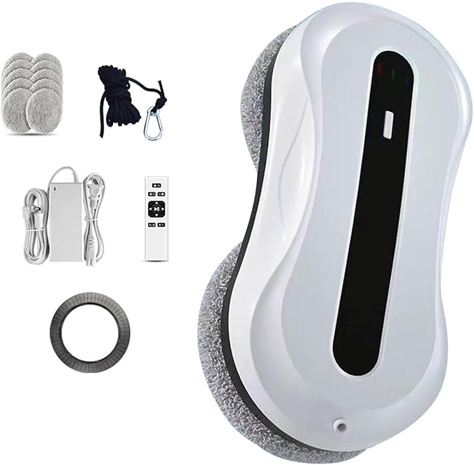 Smart Robot Window Cleaner 5600Pa High-Powered Glass Cleaning Robot with Dual Water Spray Remote Control Magnetic Design for Indoor/Outdoor Use