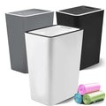 Lysam Small Trash Can 3 Pack 4 Gallons Bathroom Garbage Can with Lid Press-Top Small Waste Basket with Trash Bags Slim Plastic Garbage Bin for Dorm Office Bedroom Kitchen Living Room (Multi)