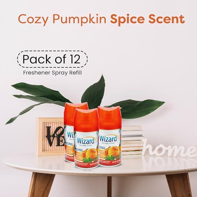 12 WIZARD AUTOMATIC SPRAY REFILLS 5 oz PUMPKIN SPICE