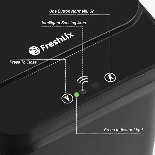 Bathroom Automatic Trash Can 4 Gallon Touchless Motion Sensor Small Garbage Can with Lid Smart Electric Narrow Waterproof Garbage Bin for Bedroom Office Black