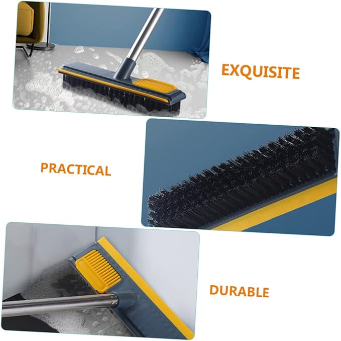 2pcs Telescopic Deck Brush Scraper Grout Brush for Hard Floor Cleaner Dual Use Scraper