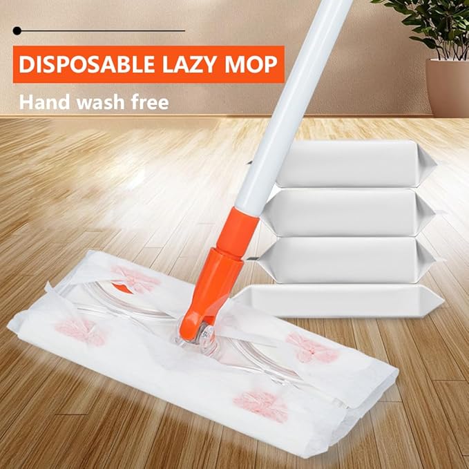 Mops for Floor Cleaning55 Handle with 10 Flat Head with 4 Magic Sponge Eraser Pads、2 Microfiber Pad and 50 Dry Cleaning Clothsfor Mopping Home Bathroom Kitchen