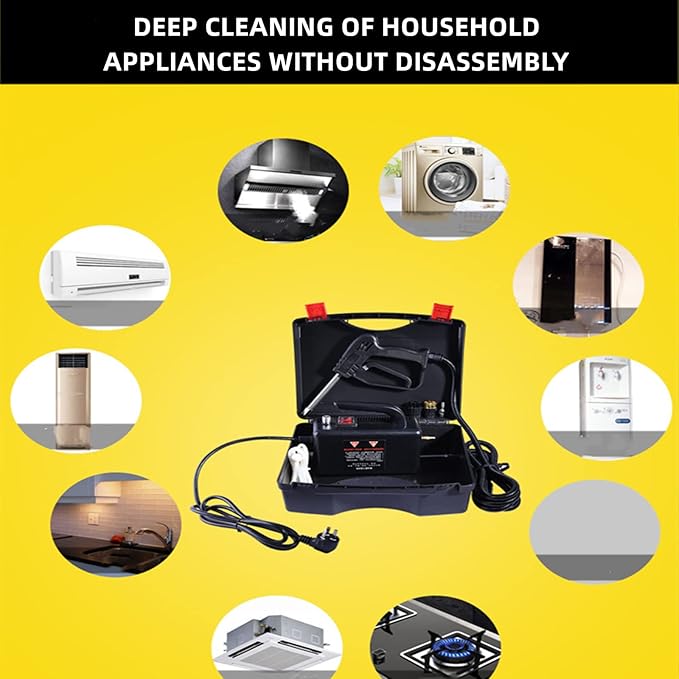 Handheld Steam Cleaner Portable Steam Cleaning Machine Automatic Pumping 10 in 1 Set Multi-Function Multi-Purpose -Free Multi-Surface Cleaning for Removing Oil/Stains/2792 (Color : Black)