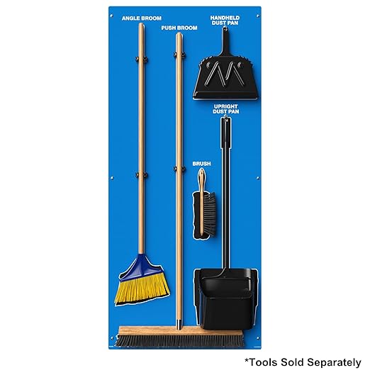 Clean &amp Sweep 5S Shadow Board/Wall Mount Broom Holder 68 x 30 Board 5S Cleaning Station - Board Only Tools Sold Separately Made in The USA by AccuformNMC Blue/Black PSB714BUBK