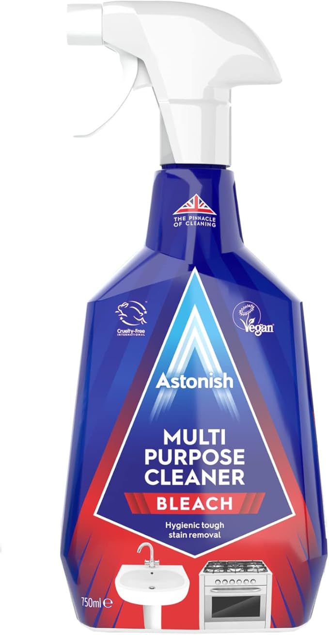 Astonish Spring Clean Bundle - Includes Multi Purpose Cleaning Spray With The Added Power Of Bleach Zesty Lemon Scented Kitchen Cleaner &amp Streak Free Foaming Bathroom Cleaner Spray Bottle (750ml