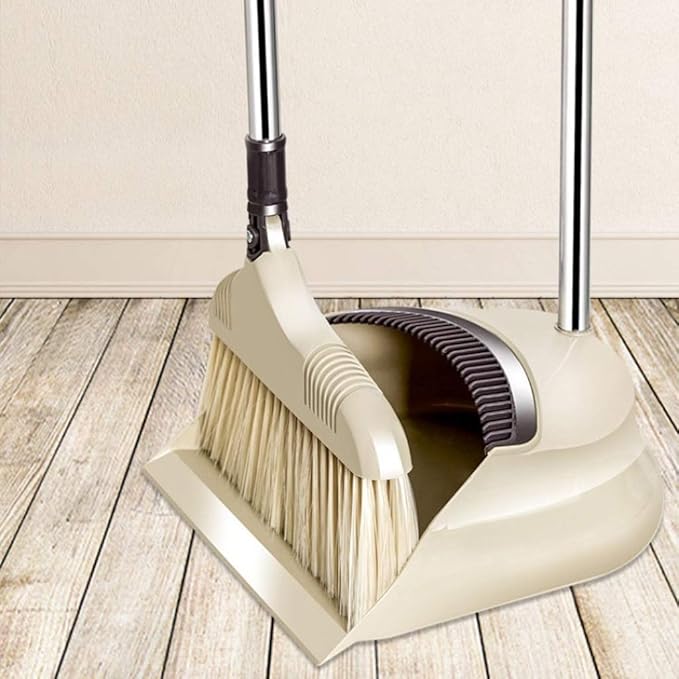 Broom and Dustpan Set Light Weight Lobby Combo Upright Dust Pan for Home Kitchen Room Office Use