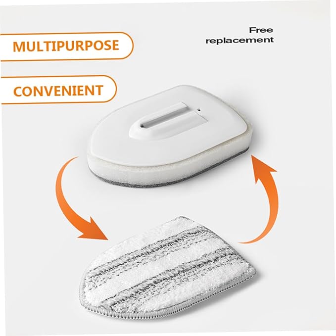 PRETYZOOM Long Handle Tub Tile Scrubber Brush with Hard Bristle and Fiber Cloth for Bathroom Floor Grout Cleaning Multi Surface Scrub Tool with Hanging for Easy Storage and Efficient Shower
