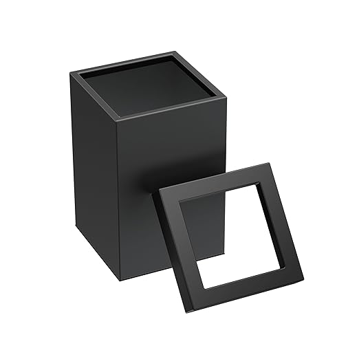 Gatco Small Bathroom Trash Can With Lid Square 3 Gallon Stainless Steel Wastebasket Under Sink Matte Black For Bathroom Bedroom Office (1915)