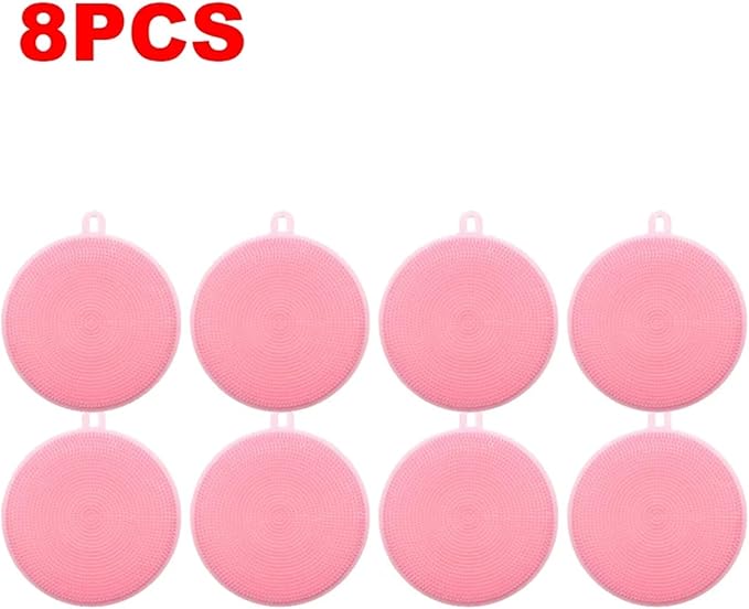 10-1PCS Silicone Cleaning Brushes Soft Silicone Scouring Pad Washing Sponge Dish Bowl Pot Cleaner Washing Tool Kitchen Accessori(8 pcs)