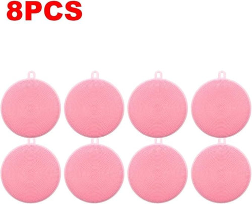 10-1PCS Silicone Cleaning Brushes Soft Silicone Scouring Pad Washing Sponge Dish Bowl Pot Cleaner Washing Tool Kitchen Accessori(8 pcs)