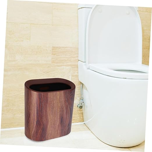 Elegant Marble Finish Trash Bin Bathroom Trash Can Compact Office Floor Waste Bucket