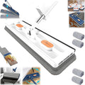 Large Flat MopMicrofiber Mop Self-Contained Dewatering Scraper 360° Rotating Magic Self Wringing Flat Stainless Steel Long Handle Mop Wall Cleaning 12027(White4PC)
