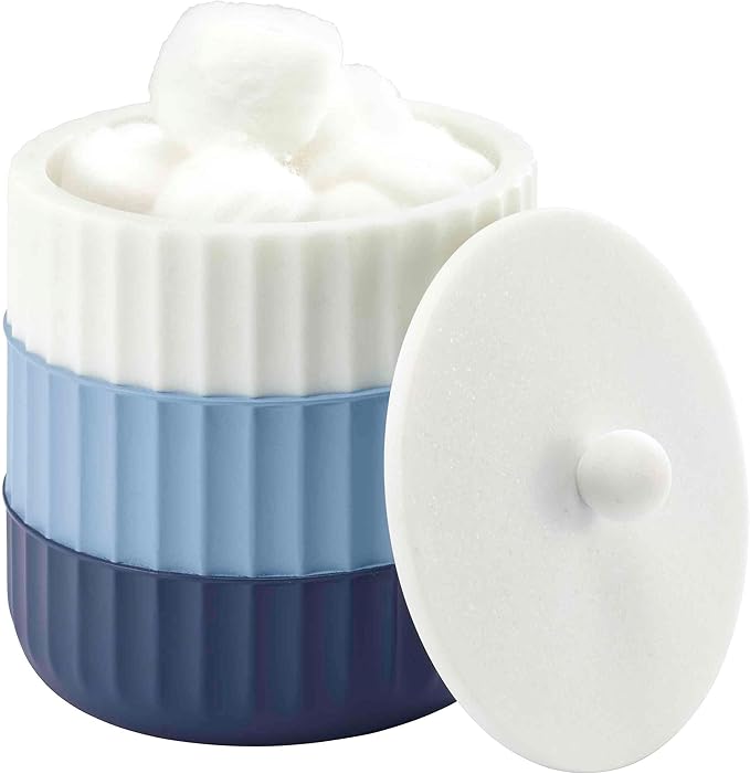 IZOD - Covered Jar Resin Countertop Accessories Dorm Room Essentials Striped Home Decor (Clubhouse Collection Blue)