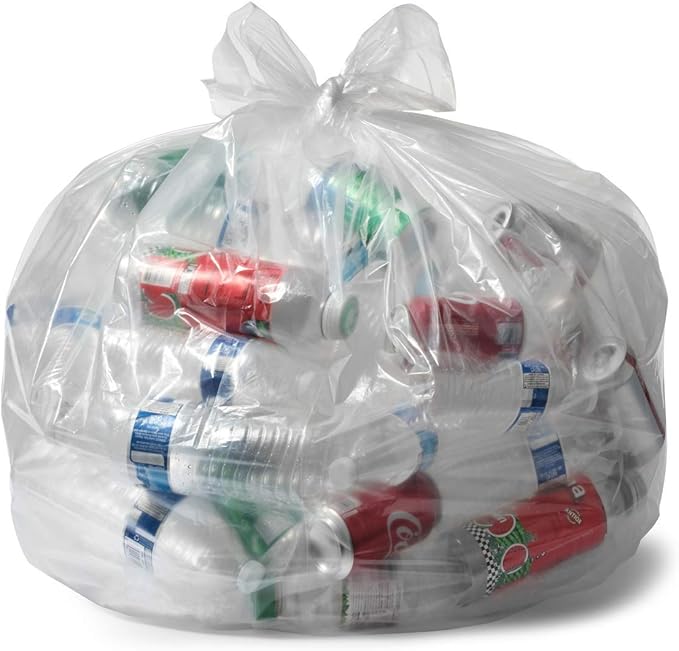 Aluf Plastics 55-60 Gallon 1.2 MIL (equivalent) Thick Clear Heavy Duty Trash Bags - 38 x 58 - Pack of 100 - For Recycling Kitchen Contractor &amp Outdoor