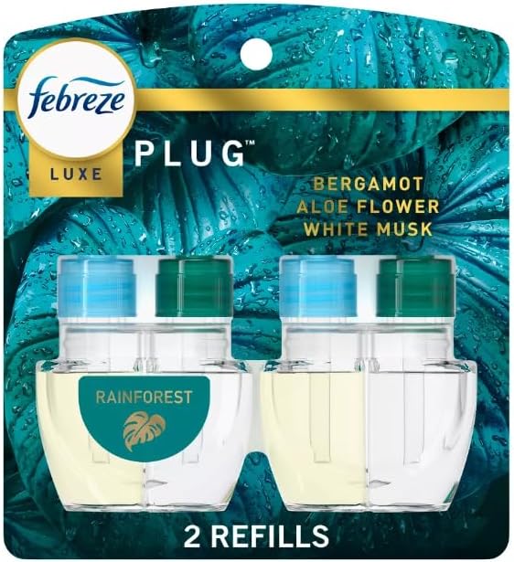 Generic F.e.b.r.e.z.e Odor-Fighting Fade Defy PLUG Air Freshener LUXE 87 fl. oz. Oil Refill(Limited Edition) (Rainforest) Clear