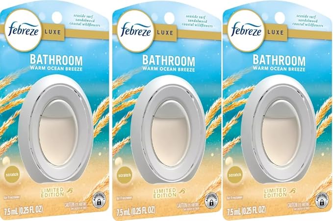 F.e.b.r.e.z.e Small Spaces Luxe Air Freshener- 0.25 fl oz (Pack of 3) (Warm Ocean Breeze)