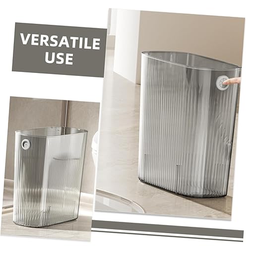 Angoily Transparent Trash Can No Touch Wastebasket for Kitchen Bathroom Office Easy Monitoring User Friendly Design Compact Garbage Container for Spaces