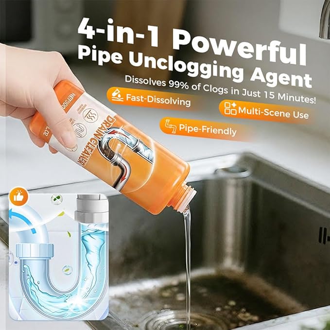 4-In-1 Powerful Pipe Unclogging PowderSink Cleaner And Deodorizer Drain Clog Remover For Kitchen Sinks Shower Drains Tubs (3PCS)