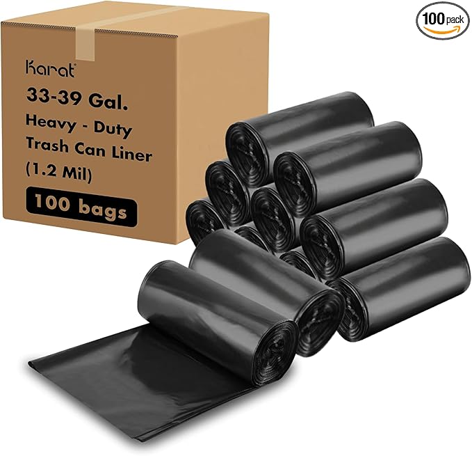 Karat Low Density 33-39 Gallon Trash Can Liner 33 x 39 1.2 Mil - 100/Case