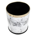 Marbling Wastebasket Plastic Marble Pattern Garbage Can with Mouth Non-Slip Base for Office Home Bathroom Kitchen
