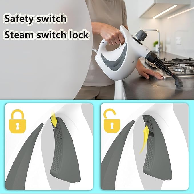 Handheld Pressurized Steam Cleaner with 12 pcs Accessories Portable Steamer for Cleaning Steam Cleaner for Home Use Steamer for Cleaning Car Furniture Floor Upholstery Grout and Tile Deep Gray